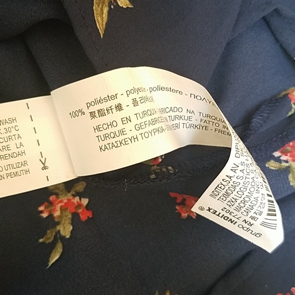 Zara Basic Blue Floral Button Down Blouse size M - Picture 8 of 8
